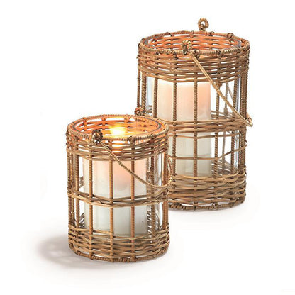 Cane Weave Lanterns (Set of 2)