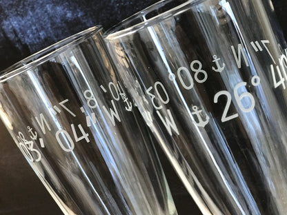 The Perfect Pilsner-Engraved Coordinates Glasses - Set of Two