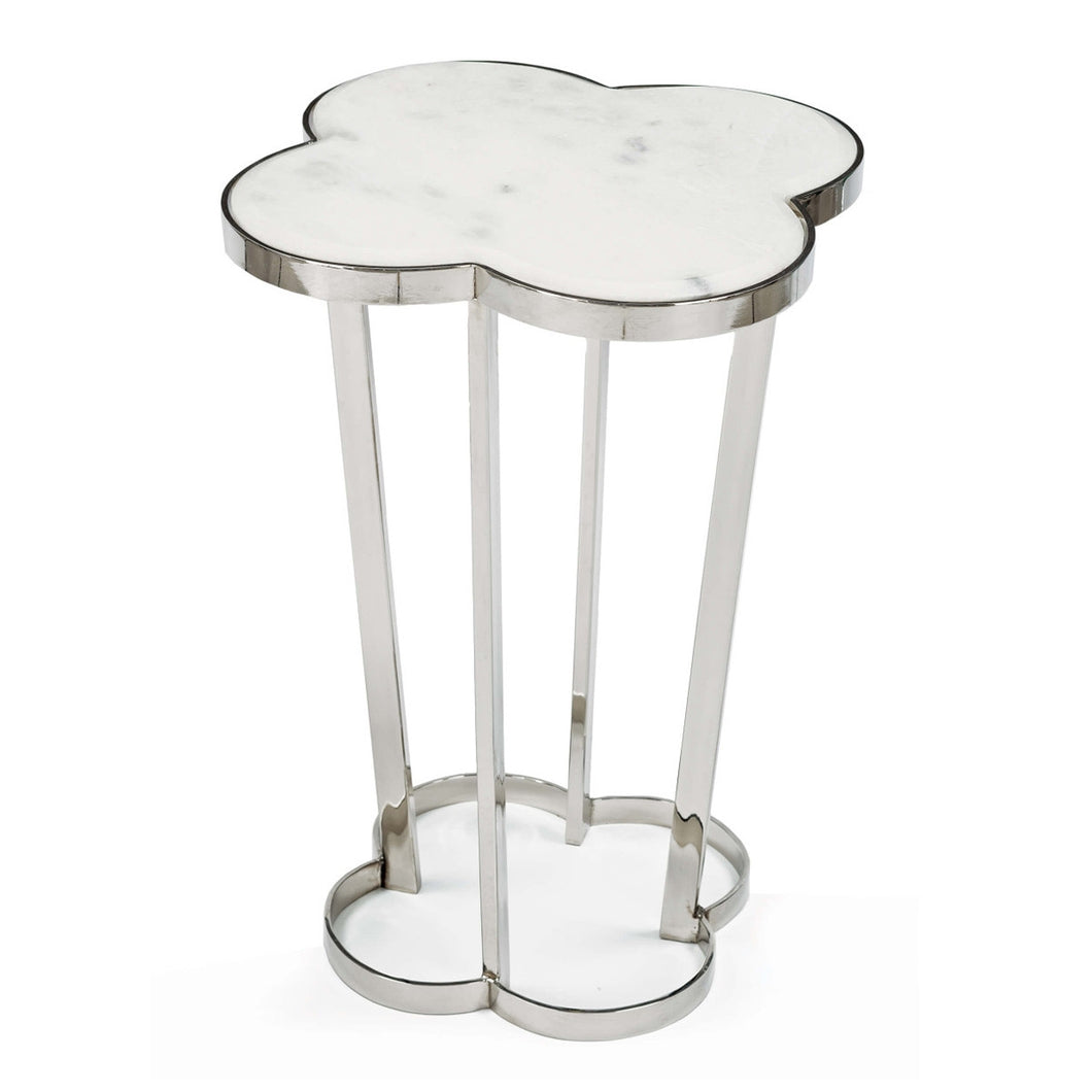 Clover Side Table in Marble and Nickel