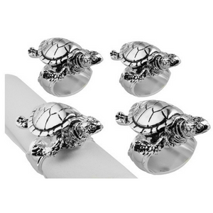 Silver Turtle Napkin Rings-Set of 4