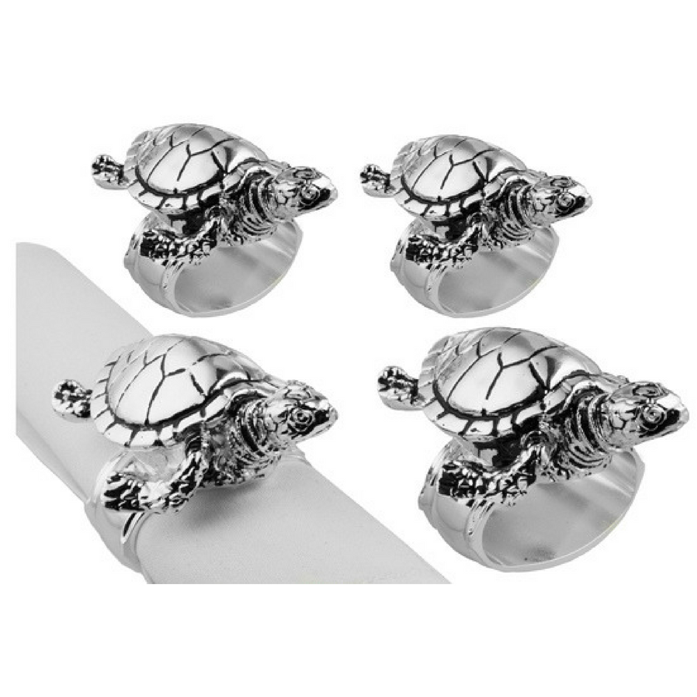 Silver Turtle Napkin Rings-Set of 4
