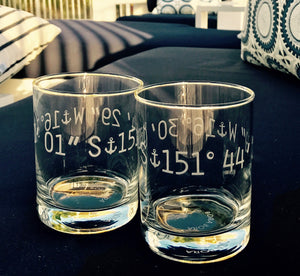 On the Rocks - Engraved Coordinates Glasses - Set of Two