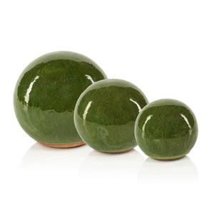 Green Glazed Stoneware Decorative Ball