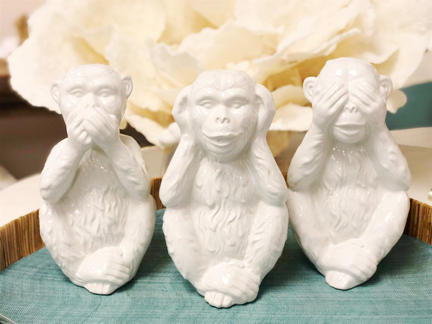 Ceramic Monkey Sculptures-Set of 3