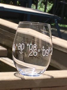 The Vino-Riedel Crystal - Engraved Coordinates Glass- Set of Two