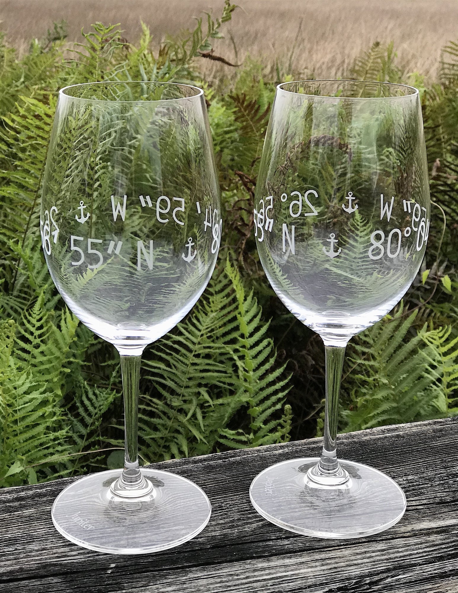 The Riedel Crystal Red Wine with Stem - Engraved Coordinates Glass- Set of  Two