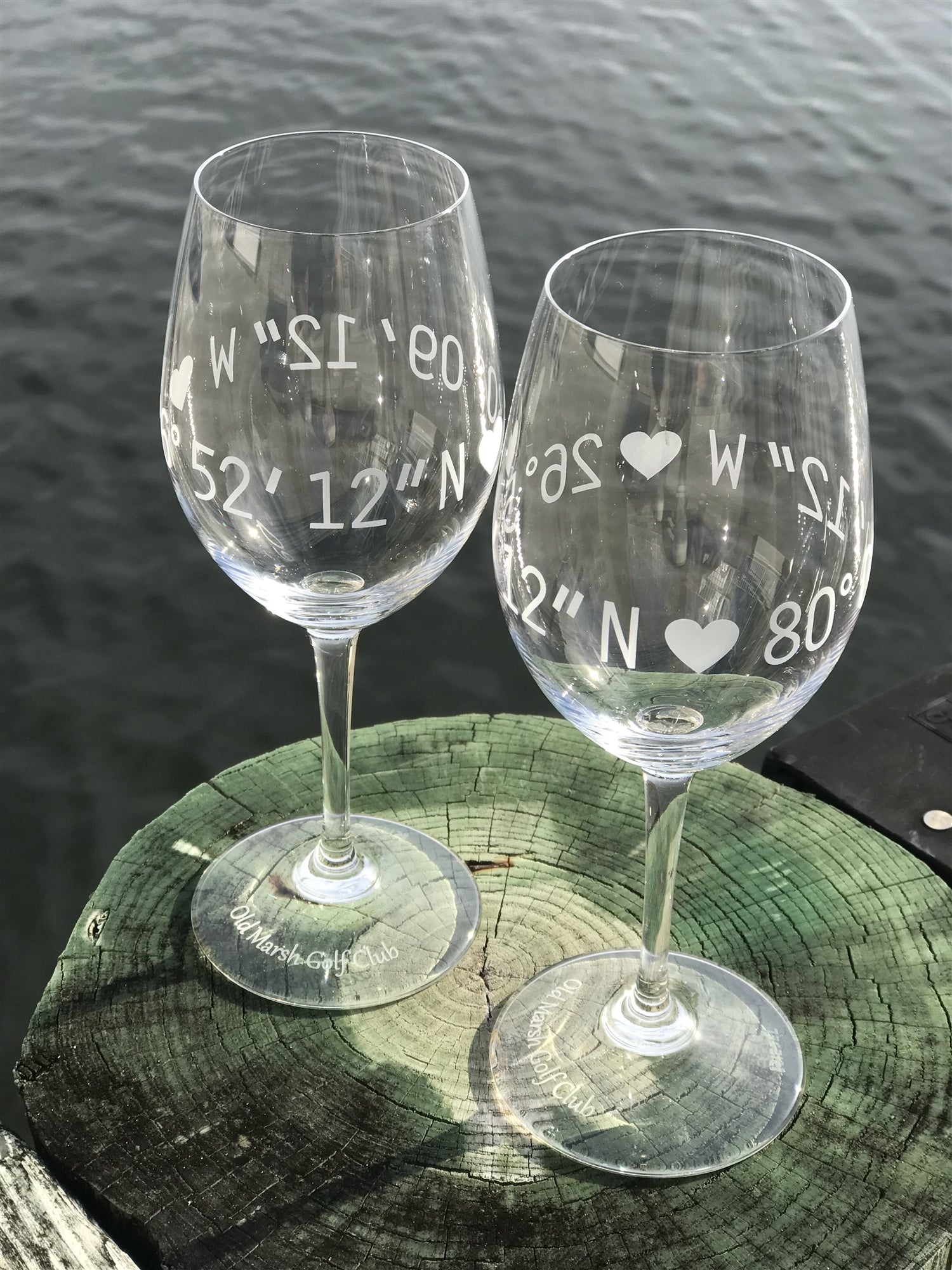 Riedel Crystal - Engraved Coordinates Glasses - Set of Two