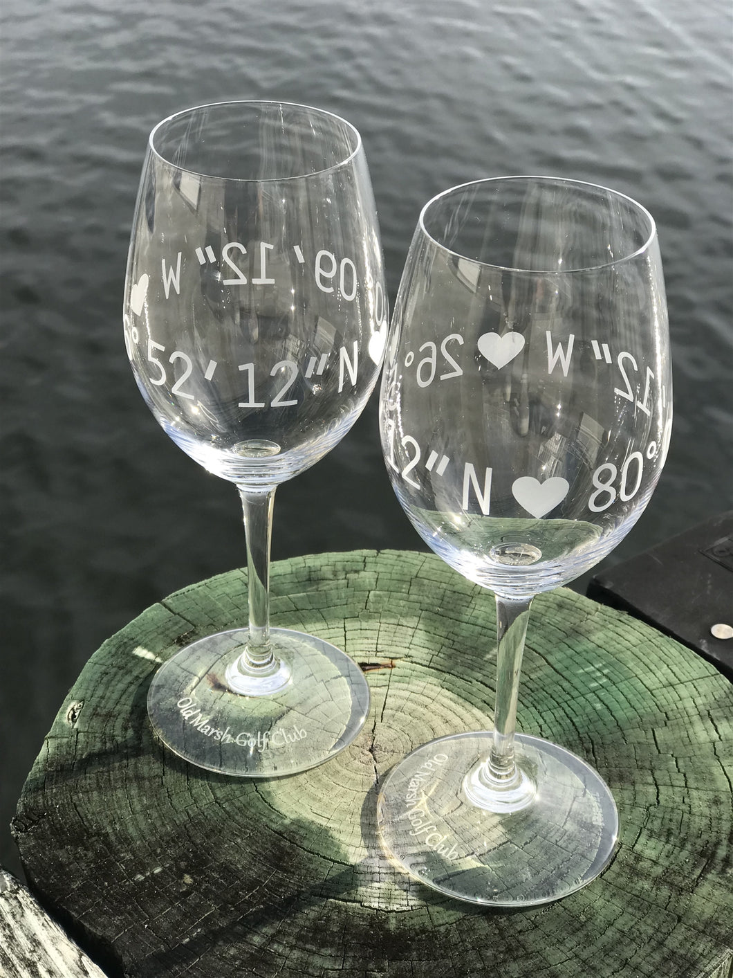 White Wine- Engraved Coordinates Glasses - Set of Two – Pineapples Palms Too