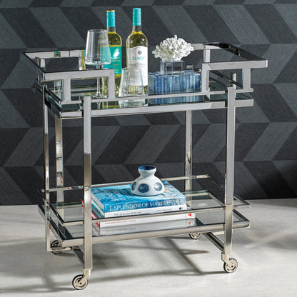 Polished Steel Bar Cart