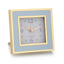 Load image into Gallery viewer, Powder Blue &amp; Gold Square Silent Alarm Clock
