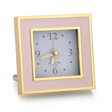Load image into Gallery viewer, Pale Pink &amp; Gold Square Silent Alarm Clock
