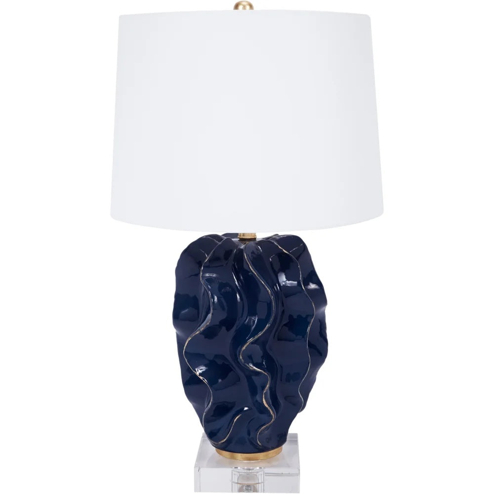 Hannah Wave Table Lamp in Navy